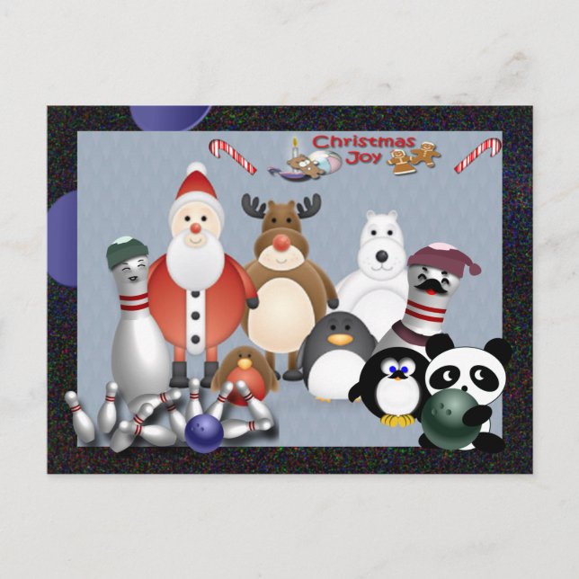 Cartes Pour Fêtes Annuelles Noël de bowling (Devant)