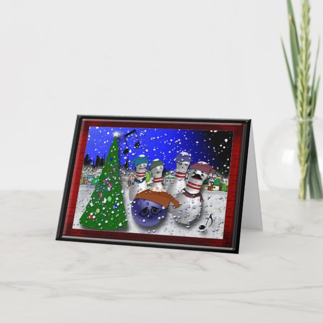 Cartes Pour Fêtes Annuelles Noël de bowling (Devant)