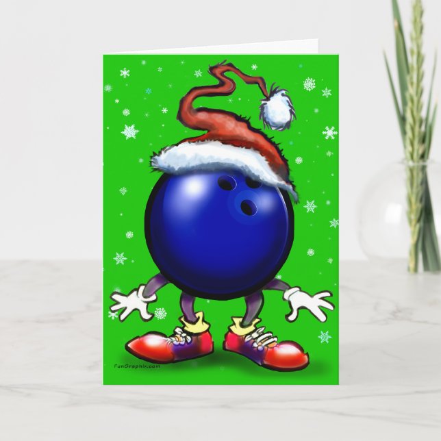 Cartes Pour Fêtes Annuelles Noël de bowling (Devant)