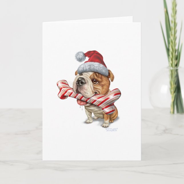 Cartes Pour Fêtes Annuelles Noël de Bulldog (Devant)
