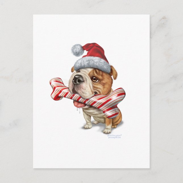 Cartes Pour Fêtes Annuelles Noël de Bulldog (Devant)