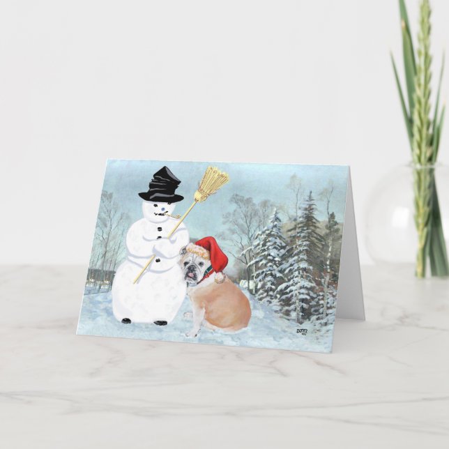 Cartes Pour Fêtes Annuelles Noël de Bulldog anglais (Devant)