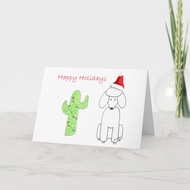 Cartes Pour Fêtes Annuelles Noël de cactus de caniche (Devant)