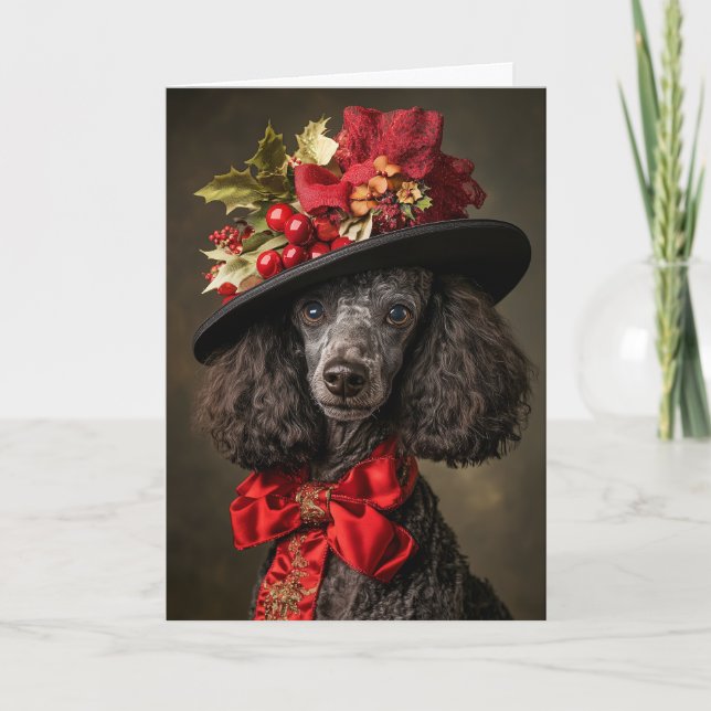 Cartes Pour Fêtes Annuelles Noël de caniche victorien (Devant)