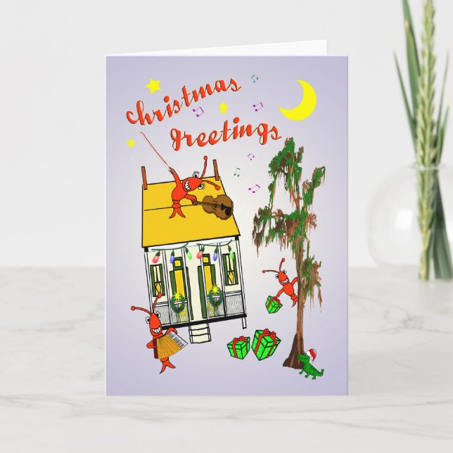 Cartes Pour Fêtes Annuelles Noël de Chambre de bayou de Cajun (Devant)