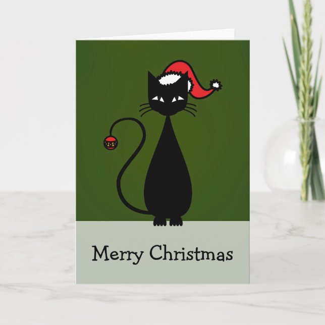 Cartes Pour Fêtes Annuelles Noël de chat noir (Devant)