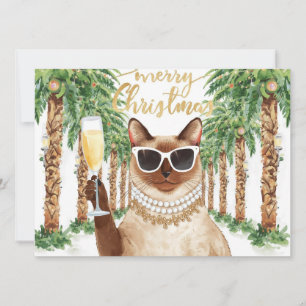 Cartes Pour Fêtes Annuelles Noël de chat siamois de Californie