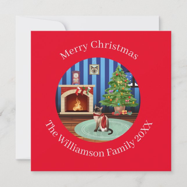 Cartes Pour Fêtes Annuelles Noël de chat Tonkinese personnalisé (Devant)