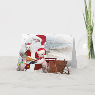 Cartes Pour Fêtes Annuelles Noël de chaton de Sphynx avec Père Noël