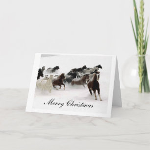 Cartes Pour Fêtes Annuelles Noël de chevaux de neige Joyeux