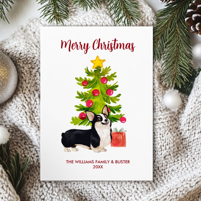 Cartes Pour Fêtes Annuelles Noël de Chien Corgi personnalisé (Créateur téléchargé)