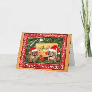 Cartes Pour Fêtes Annuelles Noël de chiot de teckel