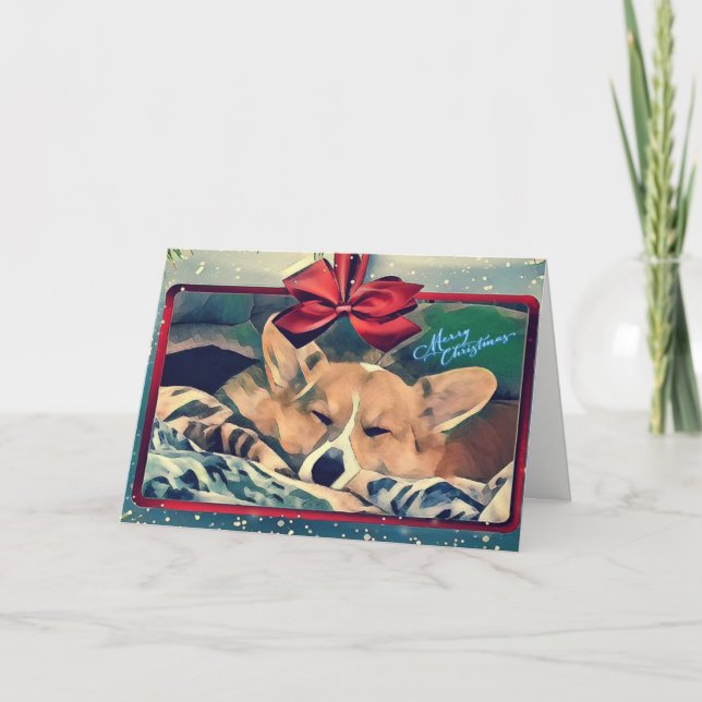 Cartes Pour Fêtes Annuelles Noël de Corgi dormant (Devant)
