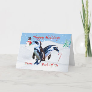 Cartes Pour Fêtes Annuelles Noël, De couple, Pingouins en neige