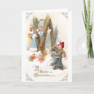 Cartes Pour Fêtes Annuelles Noël de cru de combat de Snowball