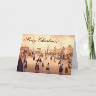 Cartes Pour Fêtes Annuelles Noël de cru de ~ de scène de glace