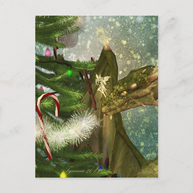 Cartes Pour Fêtes Annuelles Noël de dragon et de fées (Devant)