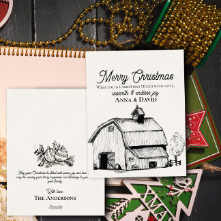 Cartes Pour Fêtes Annuelles Noël de famille rustique dans une grange