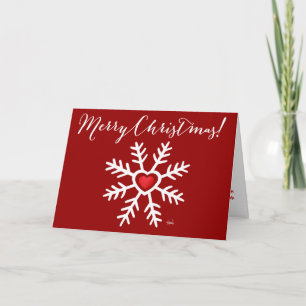 Cartes Pour Fêtes Annuelles Noël de flocon de neige du coeur   rouge