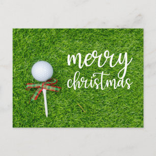 Cartes Pour Fêtes Annuelles Noël de golf avec balle de golf et tee avec ruban