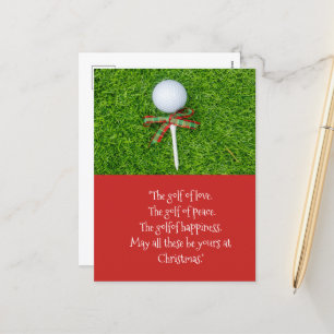 Cartes Pour Fêtes Annuelles Noël de golf avec balle de golf et tee avec ruban