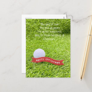Cartes Pour Fêtes Annuelles Noël de golf avec balle de golf sur herbe verte