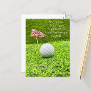 Cartes Pour Fêtes Annuelles Noël de golf avec balle de golf sur herbe verte