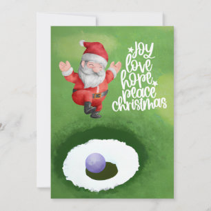 Cartes Pour Fêtes Annuelles Noël de golf avec le Père Noël sur l'herbe verte