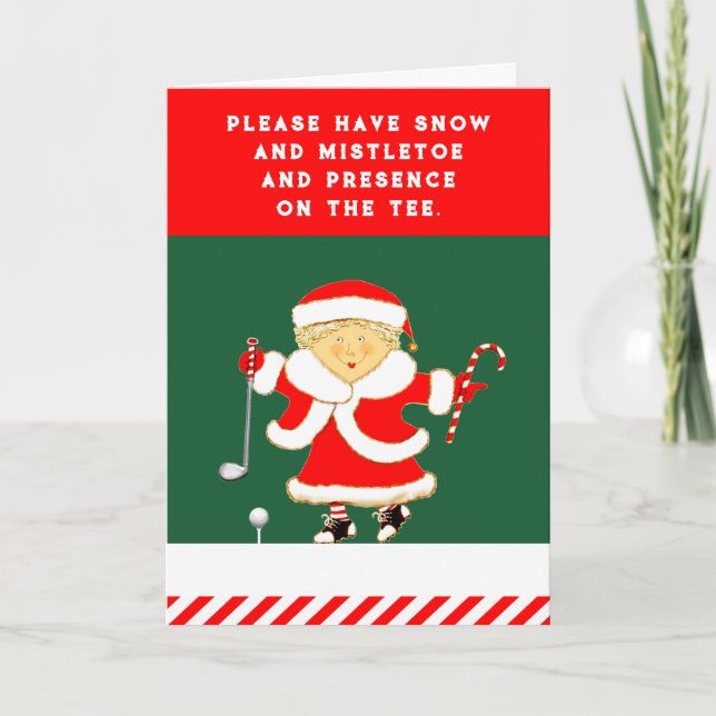 Cartes Pour Fêtes Annuelles Noël de golf féminin (Devant)