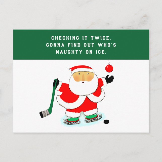 Cartes Pour Fêtes Annuelles Noël de hockey amusant (Devant)