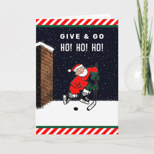Cartes Pour Fêtes Annuelles Noël de hockey amusant