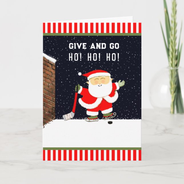 Cartes Pour Fêtes Annuelles Noël de hockey sur glace (Devant)