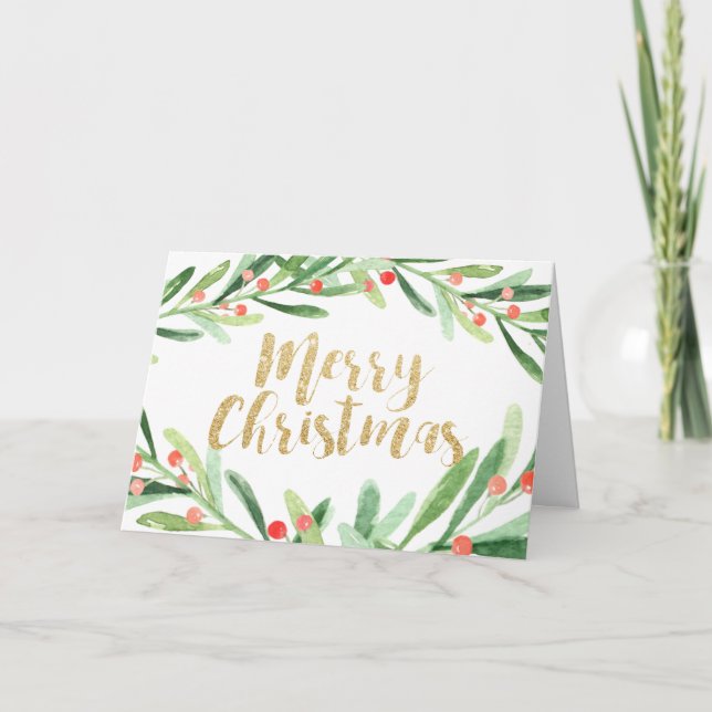 Cartes Pour Fêtes Annuelles Noël de Holly Wreath (Devant)