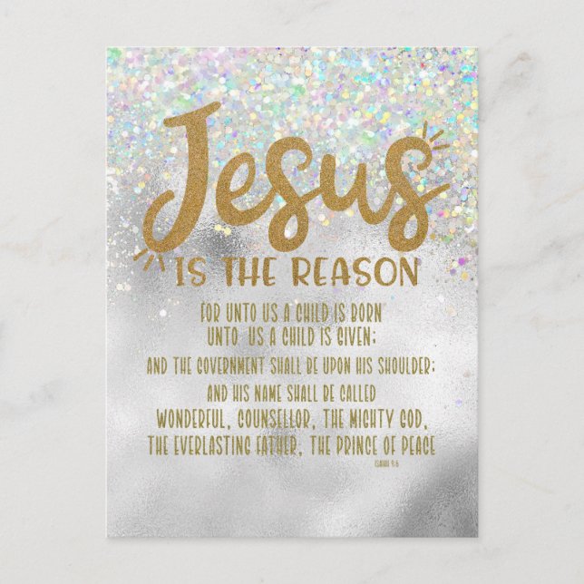 Cartes Pour Fêtes Annuelles Noël de Jésus avec la Bible d'Isaïe Verse (Devant)