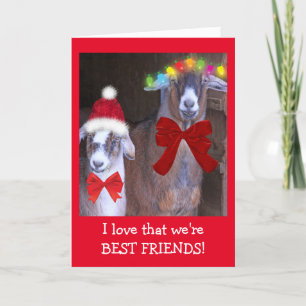Cartes Pour Fêtes Annuelles Noël de la chèvre des meilleurs amis