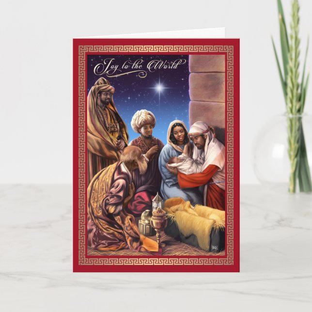 Cartes Pour Fêtes Annuelles Noël de la crèche afro-américaine (Devant)