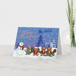 Cartes Pour Fêtes Annuelles noël de la famille des castors