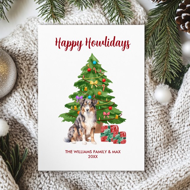 Cartes Pour Fêtes Annuelles Noël de la famille des chiens bergers australiens (Créateur téléchargé)