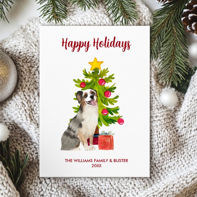 Cartes Pour Fêtes Annuelles Noël de la famille des chiens bergers australiens (Créateur téléchargé)