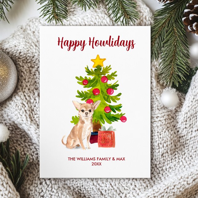 Cartes Pour Fêtes Annuelles Noël de la famille des chiens de Chihuahua (Créateur téléchargé)