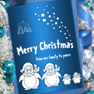 Cartes Pour Fêtes Annuelles Noël de la famille des mignons pingouins