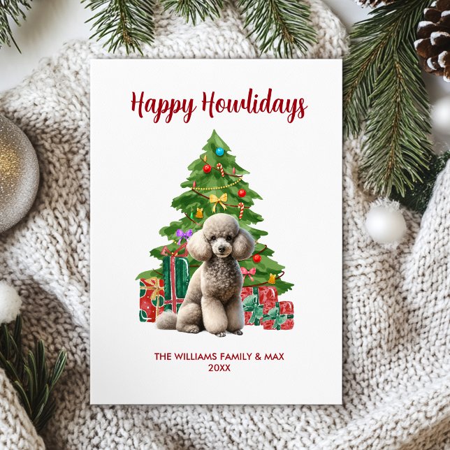 Cartes Pour Fêtes Annuelles Noël de la famille du chien de caniche (Créateur téléchargé)