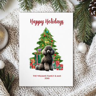 Cartes Pour Fêtes Annuelles Noël de la famille du chien de caniche