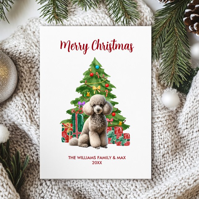 Cartes Pour Fêtes Annuelles Noël de la famille du chien de caniche (Créateur téléchargé)