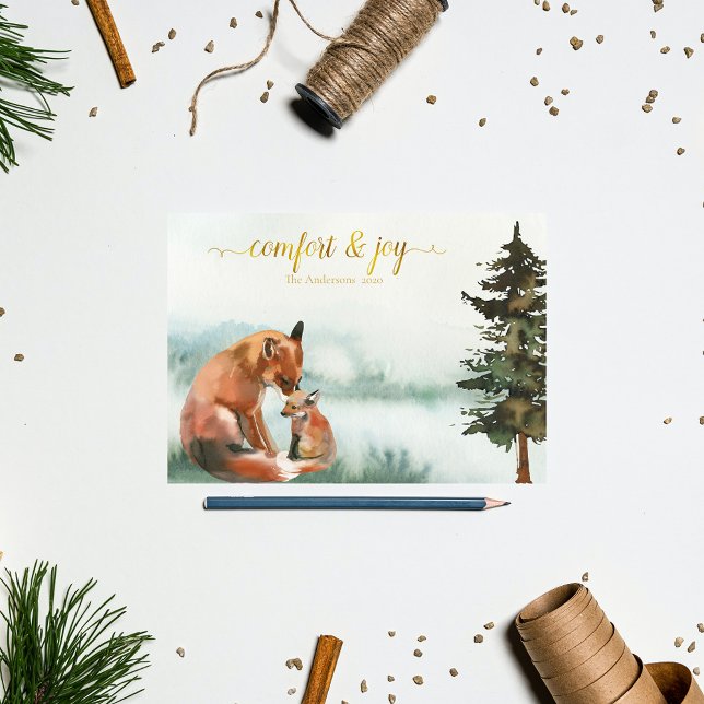 Cartes Pour Fêtes Annuelles Noël de la famille Russe Fox (Créateur téléchargé)