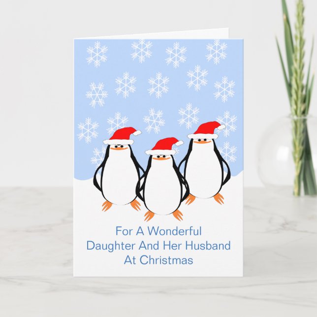 Cartes Pour Fêtes Annuelles Noël de la fille des pingouins (Devant)