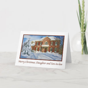 Cartes Pour Fêtes Annuelles Noël de la fille, Snowy Home Scène