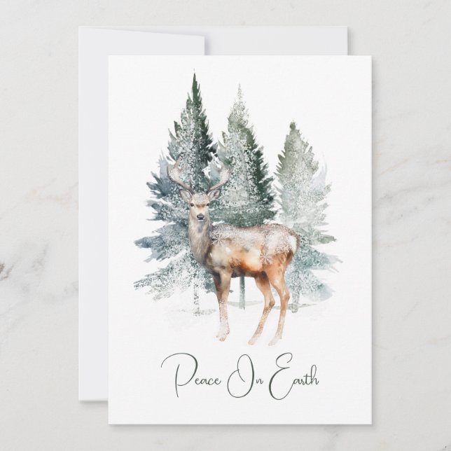 Cartes Pour Fêtes Annuelles Noël de la forêt de cerfs (Devant)