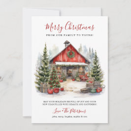 Cartes Pour Fêtes Annuelles Noël de la grange d'hiver rustique