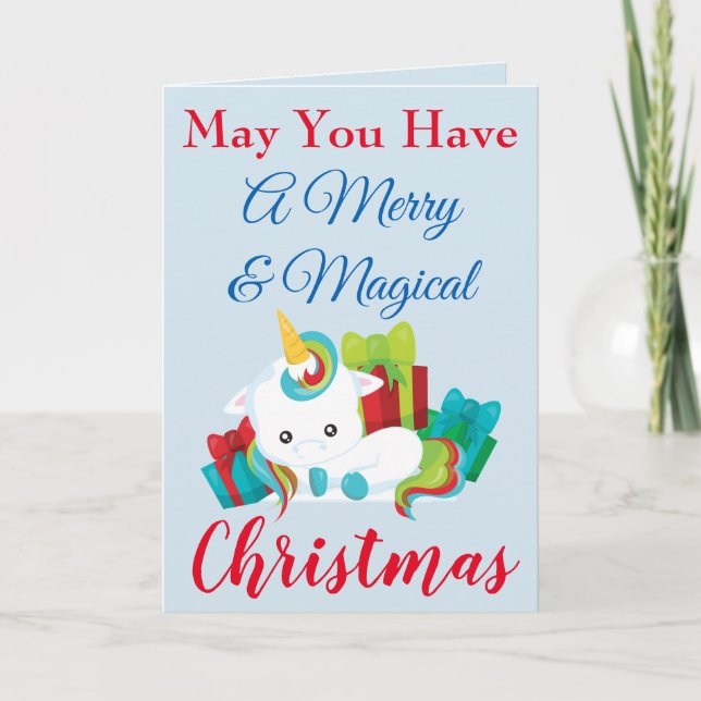 Cartes Pour Fêtes Annuelles Noël de la licorne magique (Devant)
